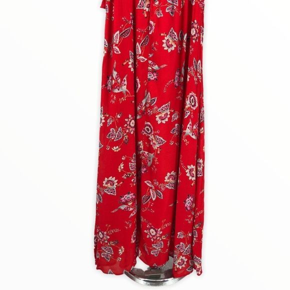 Promod Red Floral Ruffle Button Back Maxi Dress - Picture 8 of 15